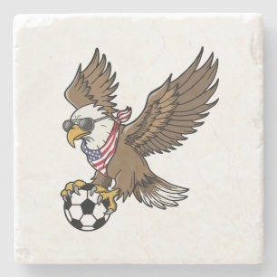 Cool USA Soccer Eagle Sunglasses Vintage Patriotic Stone Coaster