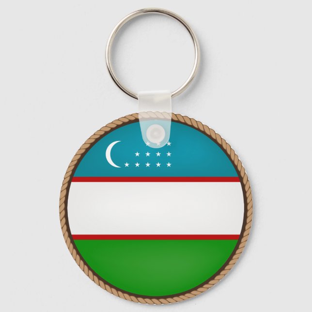 Cool Uzbekistan Flag Seal Key Ring (Front)