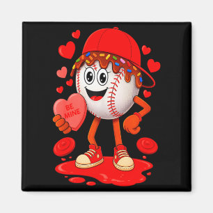 Cool Valentine Baseball Player Hearts Dripped Equi Magnet