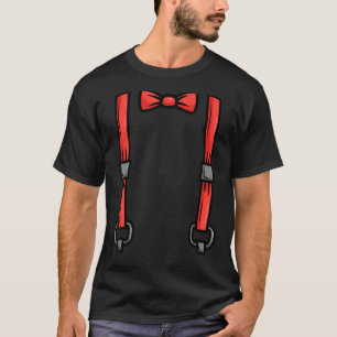 Cool Valentine Red Hearts Bow Tie Suspenders Valen T-Shirt