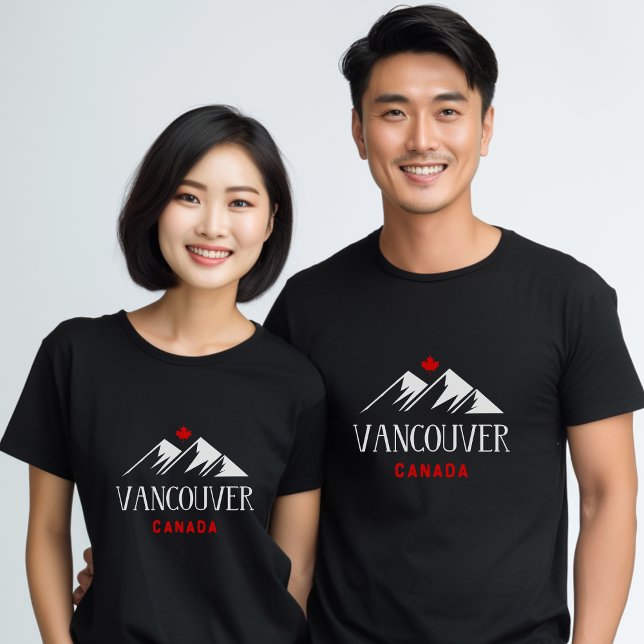 Cool Vancouver Canada Mountains Maple Leaf Dark T-Shirt (Creator Uploaded)