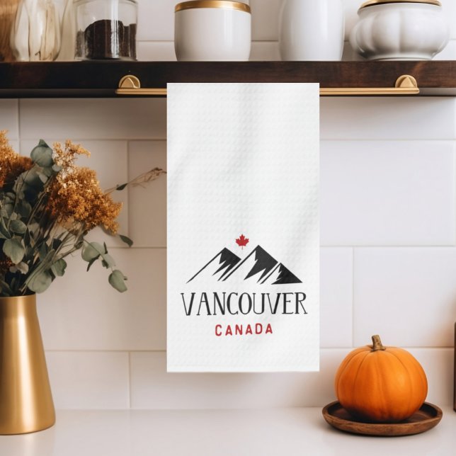 Cool Vancouver Canada Mountains Maple Leaf Tea Towel (Creator Uploaded)