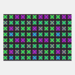 Cool Vaporwave Neon X Cross Repeating Pattern Wrapping Paper Sheet