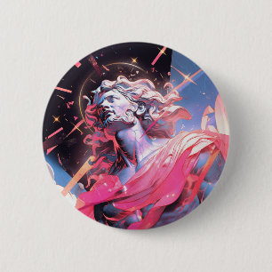Cool Vaporwave Statue of David in Pink 6 Cm Round Badge