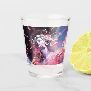 Cool Vaporwave Statue of David in Pink Shot Glass