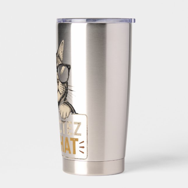 Cool Vector Cat with Sunglasses – fun Insulated Tumbler (Left)