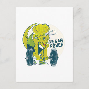 COOL VEGAN Triceratops Dinosaur Weightlifting Postcard