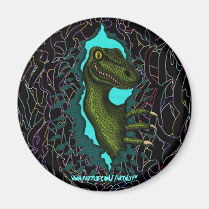 Cool velociraptor dinosaur magnet design