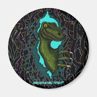 Cool velociraptor dinosaur magnet design