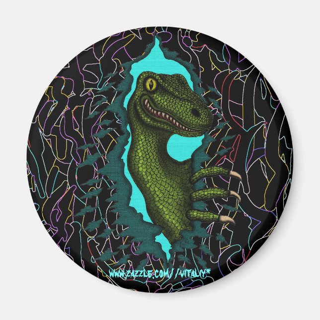 Cool velociraptor dinosaur magnet design (Front)