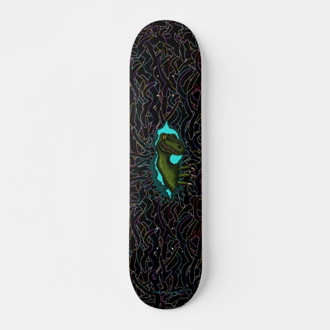Cool velociraptor dinosaur skateboard design (Front)