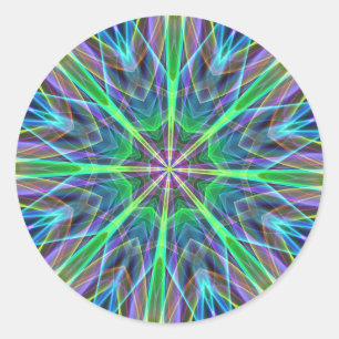 Cool Vibrant Neon Pastel Aura Mandela Classic Round Sticker