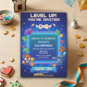 Cool Video Games 11th Birthday Party Invitation