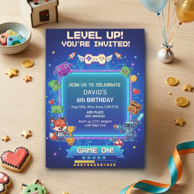 Cool Video Games 6th Birthday Party Invitation (Creator Uploaded)
