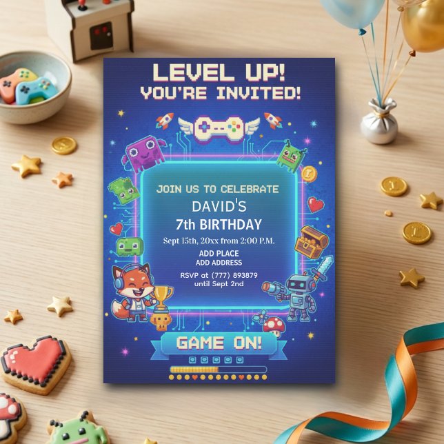 Cool Video Games 7th Birthday Party Invitation (Creator Uploaded)
