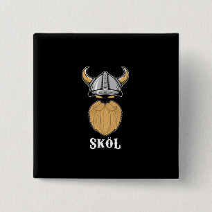 Cool Viking Skol Bearded Men Man Manly Beer 15 Cm Square Badge