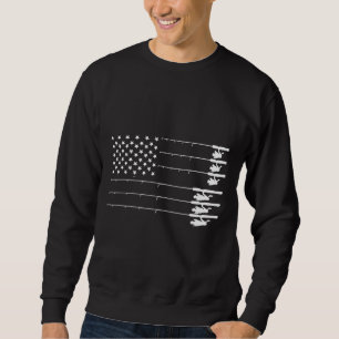 Cool Vintage American Flag Fishing Poles Sweatshirt