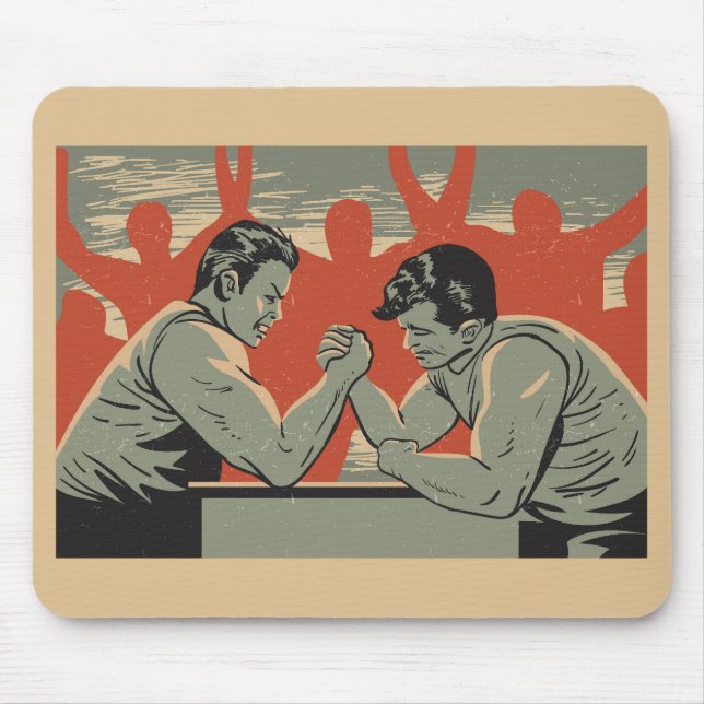 Cool Vintage Arm Wrestling Competition Mouse Pad (Front)