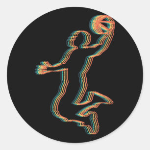 Cool Vintage Basketball Players Slam Dunk Coach Si Classic Round Sticker