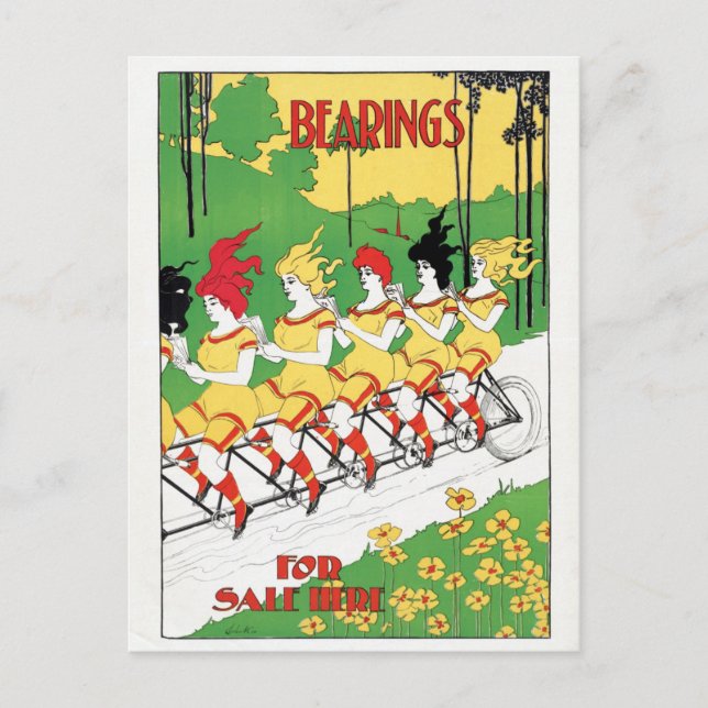 Cool Vintage Bicycle Cycling Travel Poster Postcard (Front)