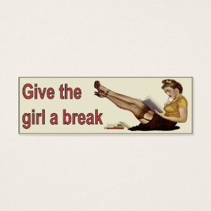 Cool Vintage Bookmark Card with Sweet Girl Reading