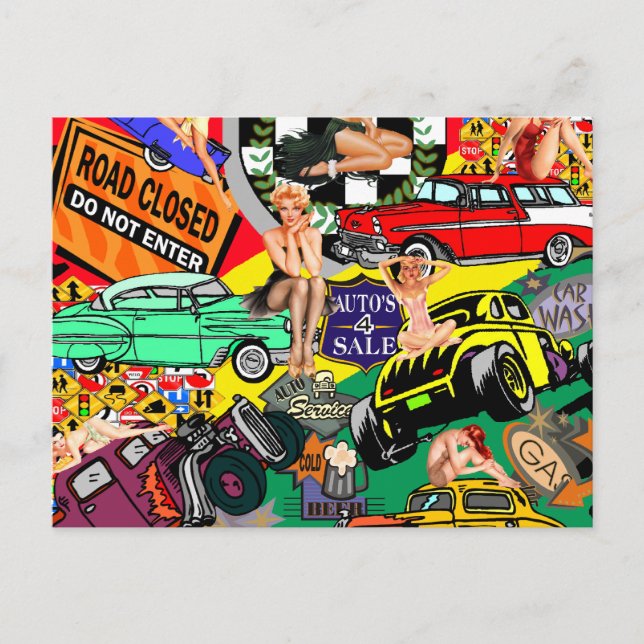 Cool Vintage Cars Postcard (Front)