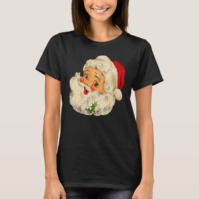 Cool Vintage Christmas Santa Claus Face T-Shirt (Front)