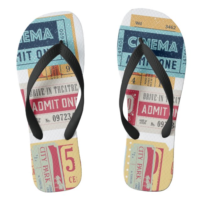 Cool vintage Cinema tickets l Trendy fashion Jandals (Footbed)