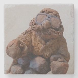 Cool Vintage Clay Skier Stone Coaster