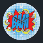 Cool Vintage Comic Book Pop Art Style BAM! Large Clock<br><div class="desc">Add a burst of retro flair to your space with this Cool Vintage Comic Book Pop Art Style BAM! wall clock. Featuring a vibrant, comic-inspired design, this clock is perfect for trendsetters and art lovers alike. Its bold colours and whimsical motif make it a standout piece for any room. Ideal...</div>