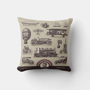 Cool Vintage European and American Transportation Cushion