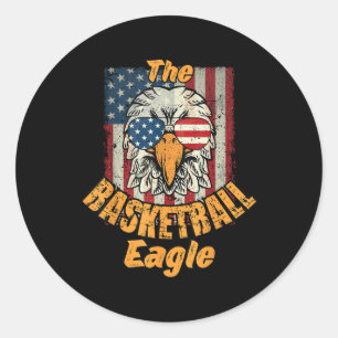 Cool Vintage Family Matching Basketball Eagle 4th Classic Round Sticker