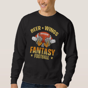 Cool Vintage Football Motif Beer Wings And Fantasy Sweatshirt