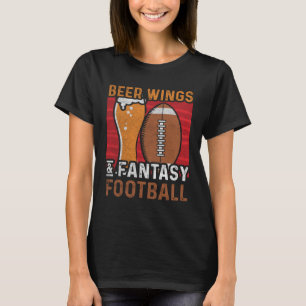 Cool Vintage Football Motif Beer Wings and Fantasy T-Shirt