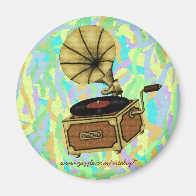 Cool vintage gramophone magnet design (Front)