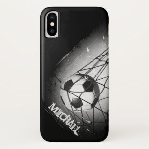Cool Vintage Grunge Football in Goal Personalised Case-Mate iPhone Case
