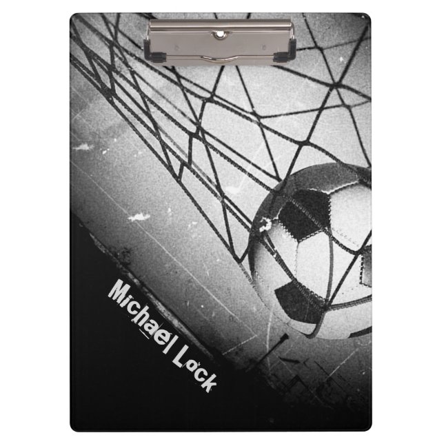 Cool Vintage Grunge Football in Goal Personalised Clipboard (Front)