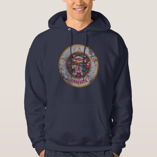 Cool Vintage Grunge State Flag of Minnesota Hoodie (Front)