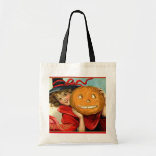 cool vintage Halloween witch pumpkin trick treat Tote Bag