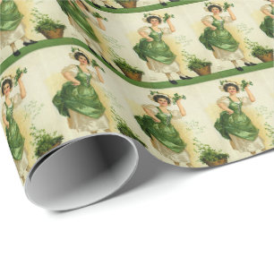 Cool Vintage Ireland tiled pattern Saint Patrick's Wrapping Paper