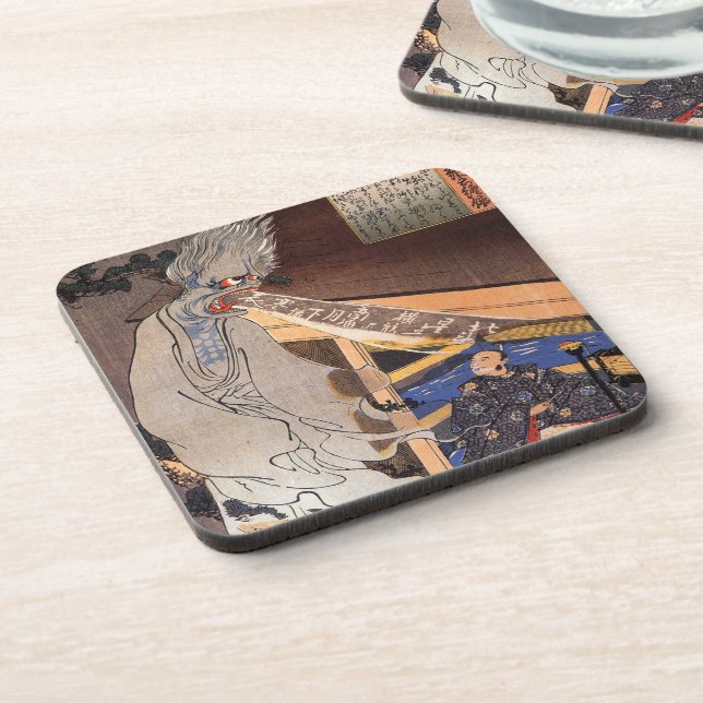 Cool Vintage Japanese Ghost Woodblock Print Coaster (Left Side)
