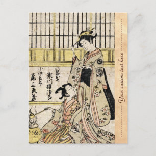 Cool vintage japanese ukiyo-e geisha old scroll postcard