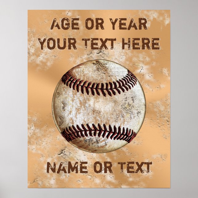 Cool Vintage like Personalised Baseball Posters (Front)
