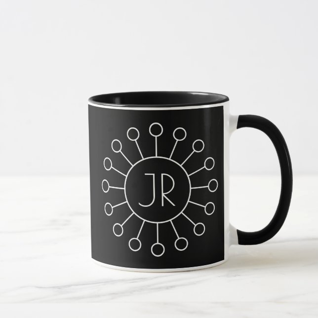 Cool Vintage Logo Style Monogram | Black & White Mug (Right)