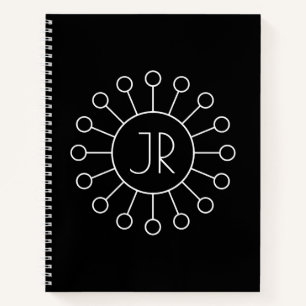 Cool Vintage Logo Style Monogram Black & White Notebook