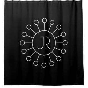 Cool Vintage Logo Style Monogram   Black & White Shower Curtain