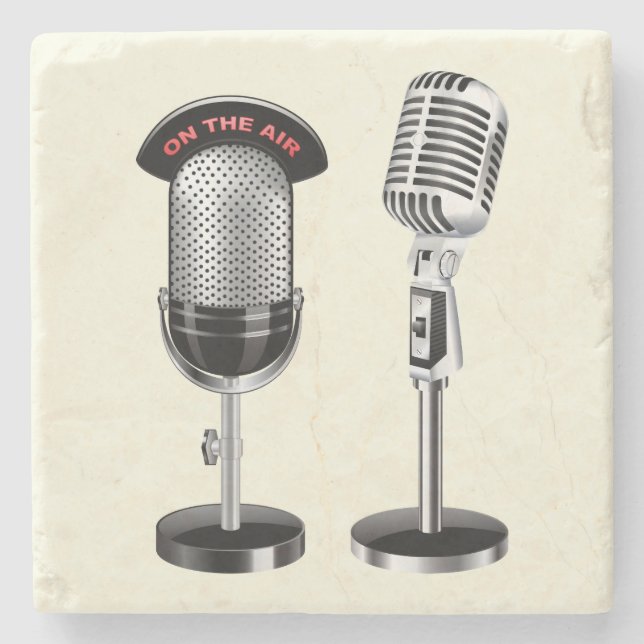 Cool Vintage Microphones Stone Coaster (Front)
