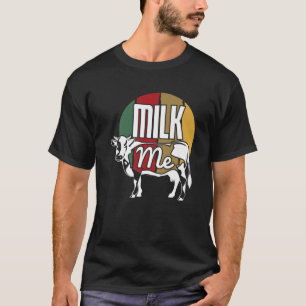 Cool Vintage Milk Artwork Retro Cow Farm Breakfast T-Shirt