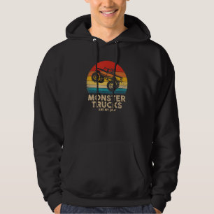 Cool Vintage Monster Truck Are My Jam Retro Sunset Hoodie