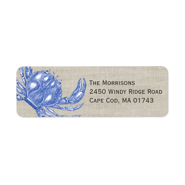 Cool Vintage Nautical Blue Crab Custom Beach (Front)
